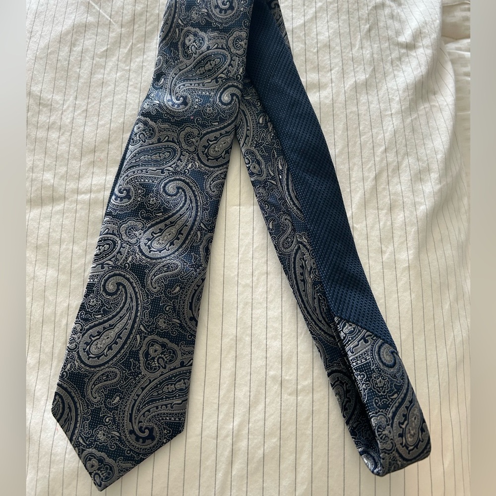 Navy & Grey Paisley Tie